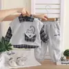 Conjunto de Sudadera Rayada para Niños Transfronterizo Casual Estilo Academia Moderno Elegante Ropa de Bebé Conjunto de Tres Piezas Moderno