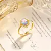 Anillo de lujo ligero japonés y coreano de estilo vintage, anillo de ópalo con incrustaciones de plata esterlina S925, venta al por mayor de fábrica, 2023