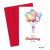 Cartão de Feliz Aniversário Estilo Inglês Festa Bolo Balões com Envelope Mensagem de Bênção Cartão de Aniversário