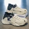 Novos Sapatos Masculinos de Verão Malha Respirável Flyknit Tênis Esportivo Masculino Tendência Versátil Solado Grosso Antiderrapante Casual Sapatos de Pai