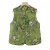 Chaleco de primavera y otoño de la abuela, abrigo sin mangas de talla grande, chaleco abotonado con estampado estilo chino, chaleco fino para mujeres de mediana edad y mayores