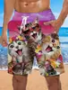 Pantalones de playa holgados europeos y americanos 2024, pantalones de surf de verano con estampado 3D de humo, pantalones cortos de moda para hombre