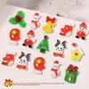 50 Peças de Decorações Mistas de Resina para Nail Art de Natal Desenho Animado Papai Noel Floco de Neve Sino Rena Enfeites de Unha