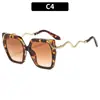 Nuevas de Moda Cuadradas para Mujer Gafas de Sol con Templo en Forma de Serpiente Tendencia Transfronteriza Europea y Americana Gafas Personalizadas de Gama Alta Planas
