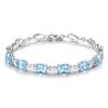 Pulsera de cristal azul sintético de lujo europea y americana con incrustaciones de circonita de oro de 18 quilates, pulsera de piedras preciosas de colores, joyería de plata al por mayor