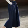 Falda de mezclilla de algodón puro línea A lavada, falda vintage de ondas, vestido de primavera/otoño para mujer de longitud media y cintura alta