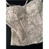 Camisola Rosa Jacquard Francés Impresionante Patchwork de Encaje Camisola de Verano para Mujer