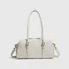 Bolsa Feminina Nova com Design de Nicho 2026, Bolsa de Ombro Simples e Única em Couro com Cera de Abelha, Bolsa Versátil Cor Sólida Tipo Almofada, Bolsa de Ombro
