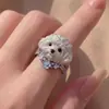Anillo de Gatito Lindo con Diseño Exquisito y Divertido, Acabado Cepillado, Adorable Temática de Mascotas, Dulce Regalo para Novia o Mejor Amiga, Anillo para Mujeres