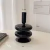 Portavelas de Cristal Negro Estilo Ins Nórdico Romántico Gama Alta Decoración del Hogar Frances Tienda de Ropa Adorno Decorativo Suave