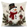 Funda de Almohada con Estampado Digital Navideño Transfronterizo, Reno con Textura 3D, Escena Nocturna, Papá Noel, Oso, Trineo, Muñeco de Nieve