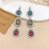 Moda Transfronteiriça Acessórios DIY Redondos em Forma de Gota Pingente Longo Simples e Inteligente Inlaid com Zircônia Colorida Acessórios Turcos