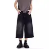 Shorts Jeans Masculino Verão Estilo Japonês Retro Ins Marca Tendência Calças Cropped Largas Moda Masculina e Feminina Calças de Pernas Largas Personalizadas