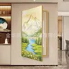 Pintura Decorativa Grande da Bacia do Tesouro Dourado para Caixa de Medidor Elétrico, Mural Moderno de Entrada, Pintura de Paisagem para Hall de Restaurante