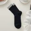 Calcetines lisos de color sólido para mujer, estilo coreano, calcetines de media pantorrilla con bloques de color de moda, calcetines finos de media pantorrilla calados para primavera y verano, calcetines de algodón