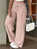 Moda Casual Feminina Europeia e Americana 2026 Estação Independente Amazon Calças Longas Soltas de Cor Sólida ou Listradas com Cordão
