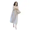 Vestido Largo Sencillo para Mujer, Nuevo Estilo Verano 2026, Cuello en V Maduro, Rejuvenecedor, Hermoso, Elegante, Intelectual Vestido Blanco