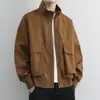 Chaqueta de trabajo estilo japonés, cuello alto, top casual para hombre, holgada y ligera, chaqueta de entrenador estilo americano, chaqueta bomber casual, moderna
