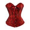 Espartilho Bustier Estilo Palácio com Decote Ombro a Ombro, Modelador Vintage de Cetim Jacquard com Botões, Fornecimento Direto Transfronteiriço no Atacado