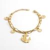 Pulseira de âncora de personalidade de moda europeia e americana de aço inoxidável transfronteiriça, pulseira de corrente dupla de aço titânio 18k ouro para mulheres