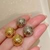 Pendientes de Bola de Piña Hielo Triturado de Plata de Ley S925 Brillantes Versátiles de Alta Gama Lujo Pendientes Grandes de Bola Dorada Venta al por Mayor