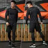 Conjunto de Roupa Fitness Masculina Conjunto Esportivo Masculino de Três Peças Secagem Rápida Corrida Noturna Treinamento Esportivo Conjunto de Roupa Fitness