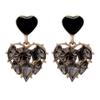 Huanhai Hot Selling 925 Agulha de Prata Pêssego Coração Rhinestone Brincos Brincos Doce Elegante Brincos Presente Mulheres Acessórios
