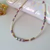 Exquisito y Versátil Collar de Perlas de Agua Dulce Moradas, Lujo Ligero y Sensación de Alta Gama, Cadena para Clavícula de Nicho con Perlas Moradas