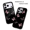 Funda de Teléfono Temu Más Vendida con Fondo Negro Estampado de Mariposa Rosa para iPhone 17/18 Pro Max Cubierta Protectora Mate