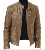 Chaqueta de Cuero para Motocicleta Hombre Estándar Europeo Transfronteriza Agresiva Multi-PU Cuello Vertical Cremallera Cárdigan Chaqueta de Cuero