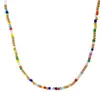 Joyería de Conchas Europeas y Americanas, Collar Bohemio de Conchas y Estrella de Mar con Cuentas de Semillas de Colores de una Sola Capa, Collar de Piedrecillas Estilo Playa