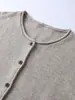 Design único, borda enrolada, cardigã de tricô de lã de ovelha para mulheres, nova coleção outono 2026, gola redonda, manga longa, top casual