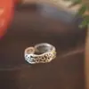 Anillo de Plata 925 Flor de Azufaifo con Estilo Chino de Vid y Ramas Florales, Diseño Floral Hueco, Anillo Abierto Vintage