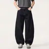 Calça jeans masculina curva da moda estilo americano, novo modelo outono 2026, corte solto, modeladora, versátil, casual, calça de perna larga retrô