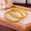 Pulseira de Três Círculos Dourada Estilo Antigo com Contas Disco Brilhantes, Pulseira Anel Elástico de Memória Ajustável para Mulheres