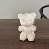 Oso de Poliestireno EPS 9.3cm Día de San Valentín Flor Pegajosa Blanca en Blanco Flor Artificial Blanca en Blanco Decoración para Pintar Terciopelo Hecho a Mano