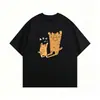 Camiseta de Manga Curta Gato Assustador de Seda de Leite Unissex Solta Casual Tendência Jovem Versátil