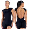 DFYNE Amazon Más Vendido Mono Corto de Cuello Redondo para Mujer Espalda Hueca Sin Mangas para Yoga Conjunto de Yoga para Mujer