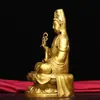 Latón Guanyin Botella Transparente Rama de Sauce Estatua de Buda Bodhisattva Guanyin Artesanía de Latón Suministros de Buda Estatua de Bronce Guanyin