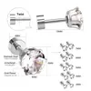 Pendientes de botón roscados populares transfronterizos de acero inoxidable 18K redondos con diamante blanco, moda simple de nicho, pendientes de alta gama, pendientes