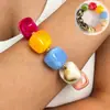 Moda Retrô Assimétrica Europeia e Americana Transfronteiriça Conjunto de Pulseiras de Resina Ccb Prata Quebrada com Contas Pulseira Maillard para Mulheres