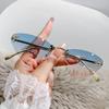 Óculos Personalizados de Armação Pequena Óculos de Sol Retrô Europeus e Americanos Olho de Gato Óculos de Sol Modernos para Homens e Mulheres Letra F Sem Armação Espelho Lateral Cortado