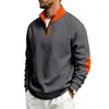 2026 Otoño/Invierno Nuevo Cross Americano para Hombre Forro Polar Pesado Bloque de Color Holgado Cuello Alto Cremallera Casual para el Trabajo