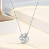 Anillo Doble de Plata de Ley S925 con Diamante Brillante y Nácar Collar de Trébol de Cuatro Hojas Femenino Ins Nicho Estilo K Cadena para Clavícula Dulce Romántica