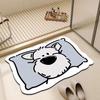 Tapete absorbente de barro de diatomeas con forma especial de pintura al óleo de anémona de viento, tapete de piso para inodoro de secado rápido, tapete antideslizante para baño, engrosado, resistente a las manchas