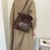Bolso tote de lona con diseño de cordón estilo coreano para mujer, bolso cruzado sencillo casual de un solo hombro, bolso tote para debajo del brazo