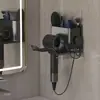 Soporte de Pared para Secador de Pelo, Soporte Eléctrico sin Taladro para Secador de Pelo, Estante de Almacenamiento para Artículos de Tocador, Pasta de Dientes y Peines