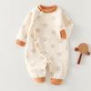 Roupas de Bebê Recém-Nascido de Algodão Quente de Três Camadas para Outono e Inverno com Botões Parciais para Bebês Meninos e Meninas Macacões de Bebê de Espessura Média e Quentes