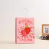 Bolsa de Regalo de Fresas Transfronteriza, Bolsa de Empaque para Fruta de Fresa, Bolsa de Empaque para Comida para Llevar de Pastel de Fresa, Ecológica y Biodegradable