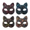 Máscara Facial de Gato Compuesta de PVC Máscara con Patrón de Mascarada de Halloween Accesorio de Fiesta Cosplay Máscara de Ojos de Media Cara